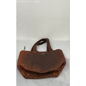 MZ Wallace Burnt Orange / Brown Metro Deluxe Quilted Tote Bag Purse Great Cond.